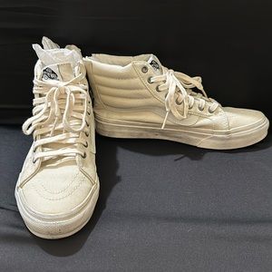Vans SK8-Hi Slim Zip up white skate shoes